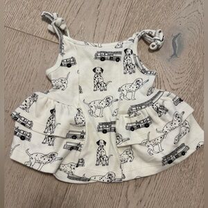 Kate Quinn Cream Baby Dress with Black dog Print